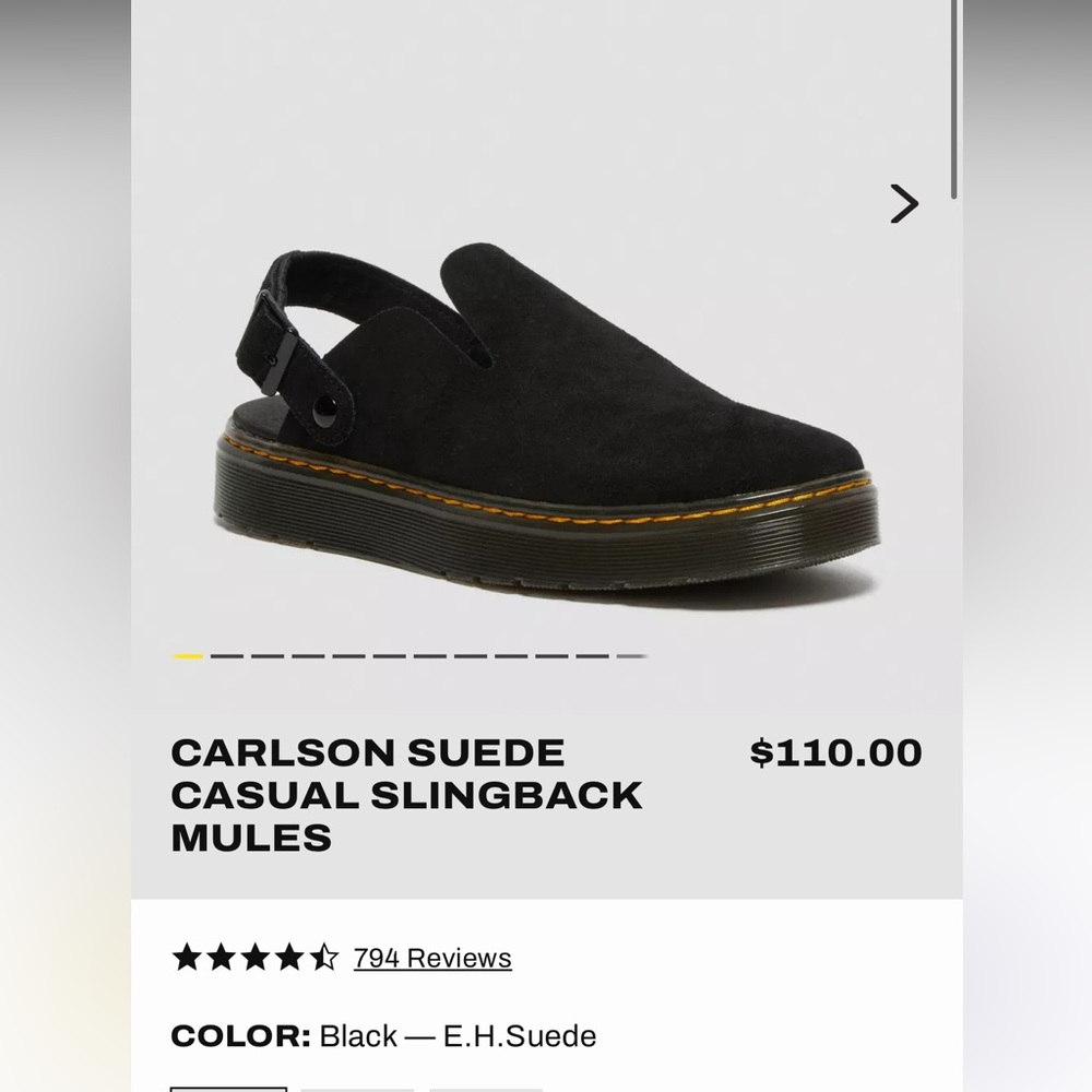 Dr Martens Carlson Casual Slingback Mule - black suede